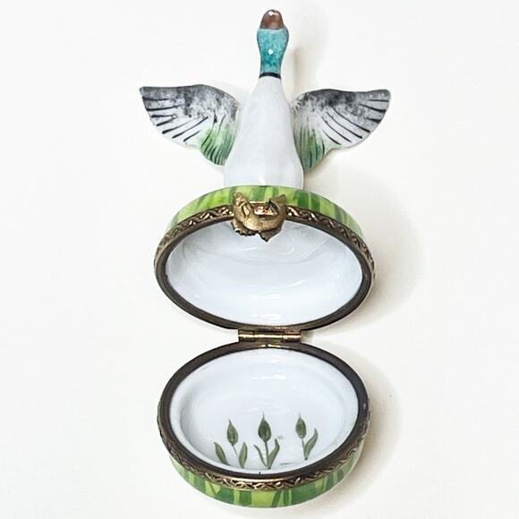 Limoges Box Mallard Duck Hand Painted Porcelain Trinket Rare - Picture 5 of 5
